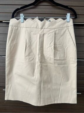 Beymen Scalloped Waist Cream Pencil Skirt